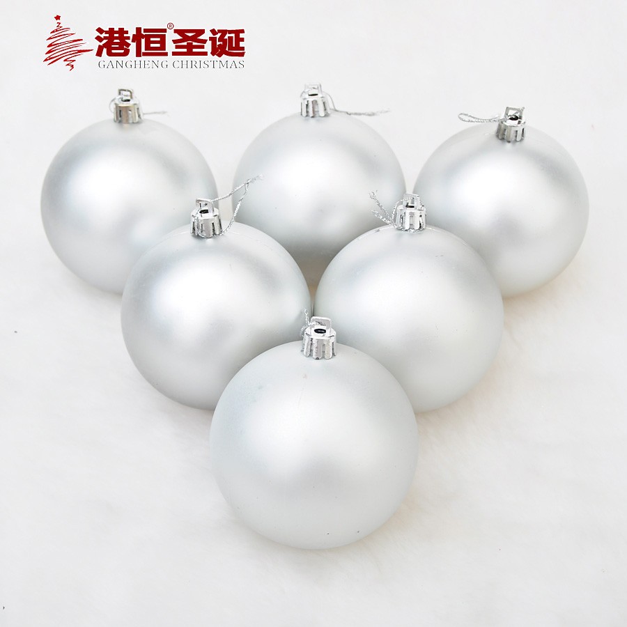 Bola de Navidad de plástico galvanizado suministros de decoración de Navidad árbol de Navidad colgante 4 cm6cm8cm Plata Mate BOLA DE Navidad