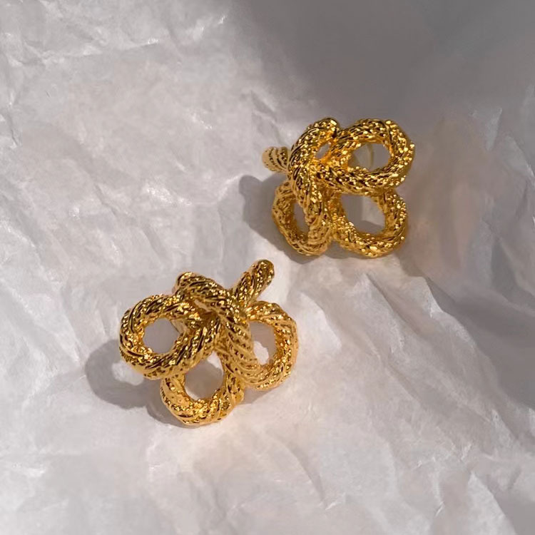 16g Weight 18K Gold Plated Plating Material Ear Studs Classification 1 Pair Classic Style Geometric Plating Copper 18k Gold Plated Ear Studs
