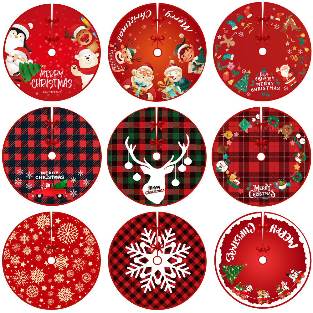 Love in Hong Kong 2023 cross-border new Christmas tree skirt creative and exquisite printed tree bottom decoration tree skirt Christmas decorations