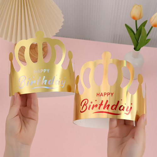 Wholesale Crown Birthday Hat Creative Children Adult Party Cake Hat Cartoon Birthday Baking Decoration Paper Hat