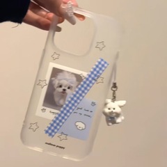白い子犬の格子縞肌感リンゴ15/14promax携帯ケース13/12/11ソフトケースxr/xsフロスト