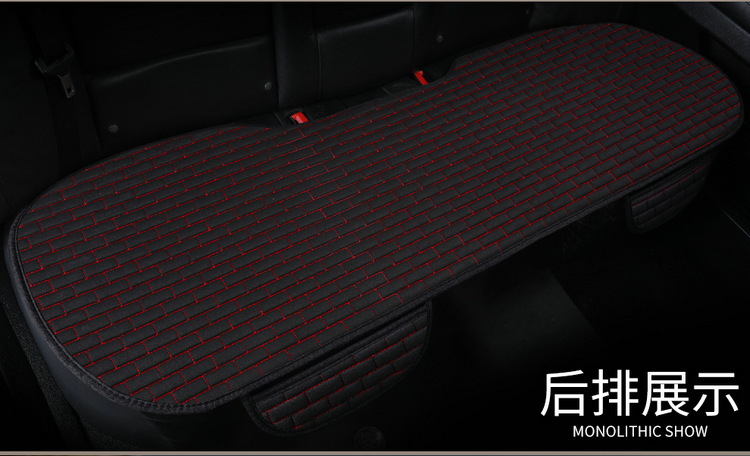 New linen car seat cushion four seasons long grid single seat cushion single square cushion one-piece backrest three-piece seat cushion