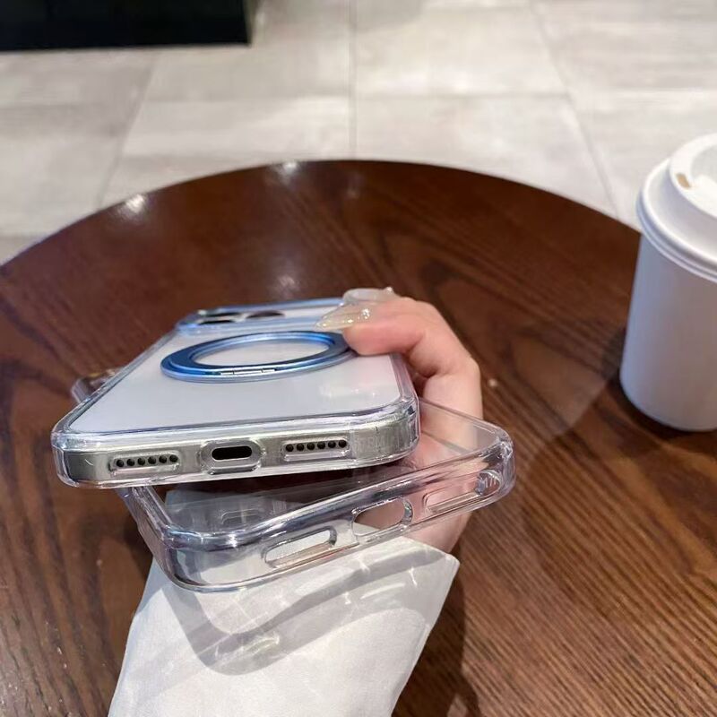 新款适用iPhone17Promax高透手机壳金属旋转支架苹果16磁吸保护套|undefined