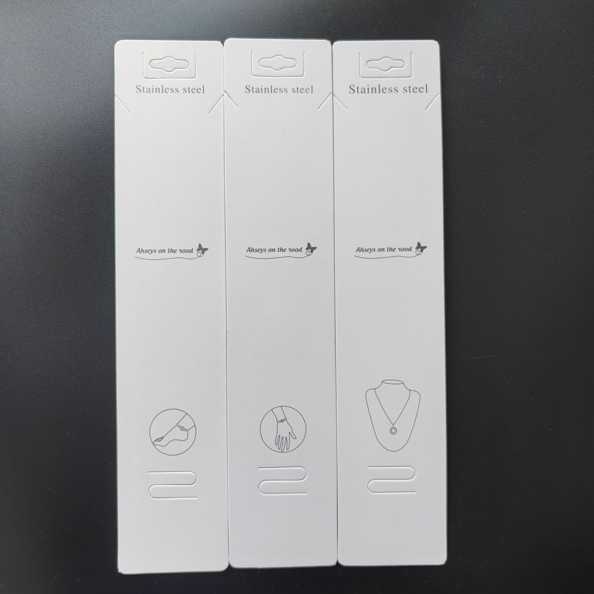 长款白色项链手链脚链纸卡高品质首饰包装挂牌饰品纸卡4*19.5cm