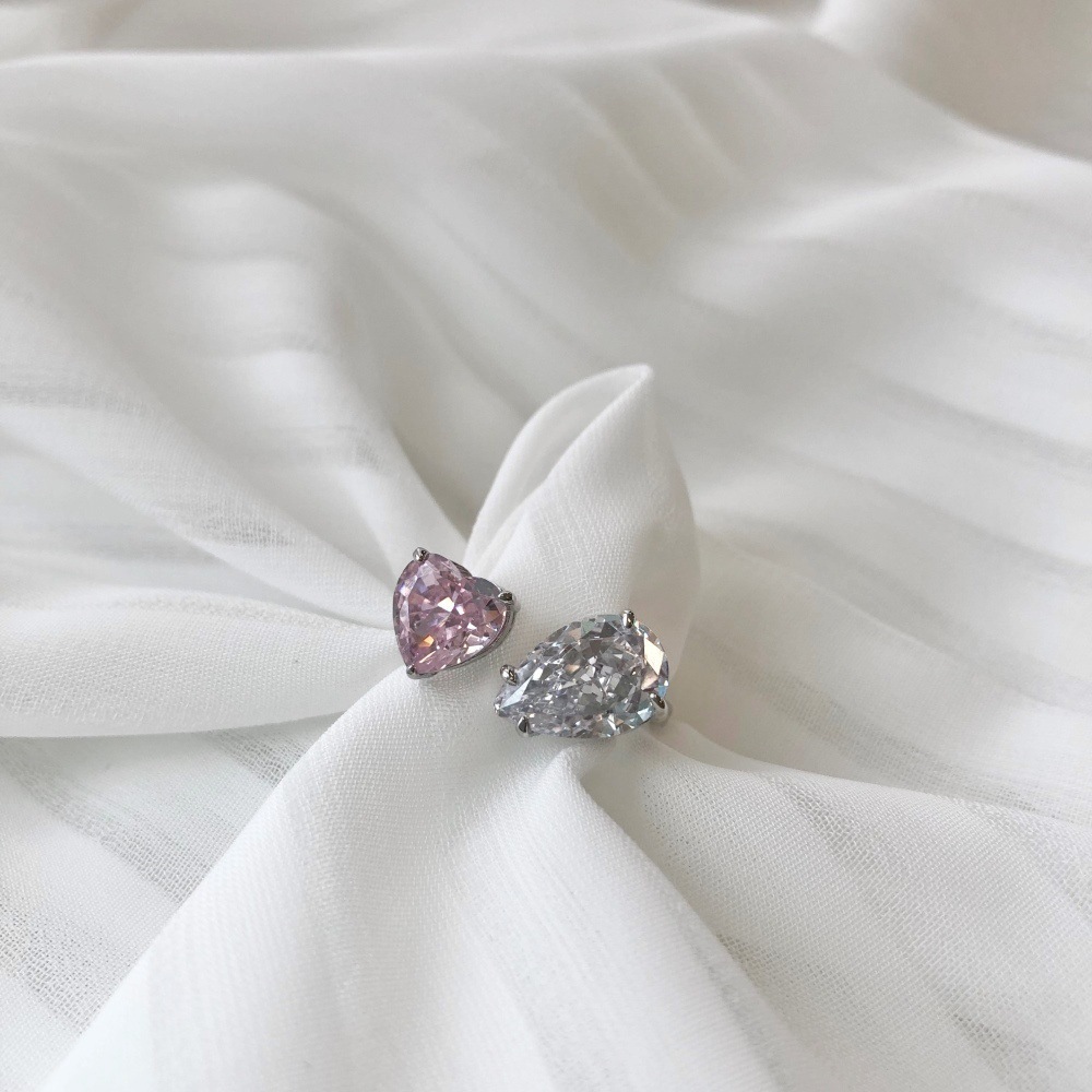 3g Weight Zircon Inlay Material Rings Classification 1 Piece Quantity Daily, Date Occasion 925 Sterling Silver Material Water Droplets, Heart Shape, Bow Knot Pattern Women's Gender Plating Design Elegant, Sweet Style 925 Sterling Silver Zircon Water Droplets Heart Shape Bow Knot Rings 925 Sterling Silver Rings 34