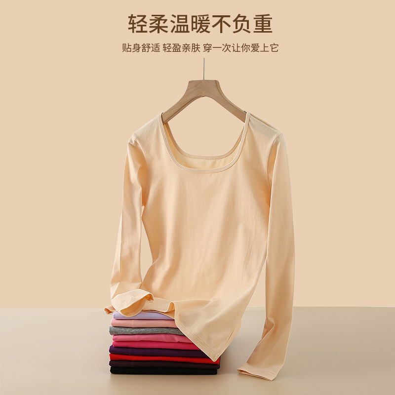 Cotton autumn clothes women's thin long-sleeved top autumn and winter inner bottoming sweater cotton sweater Lycra Cotton thermal underwear