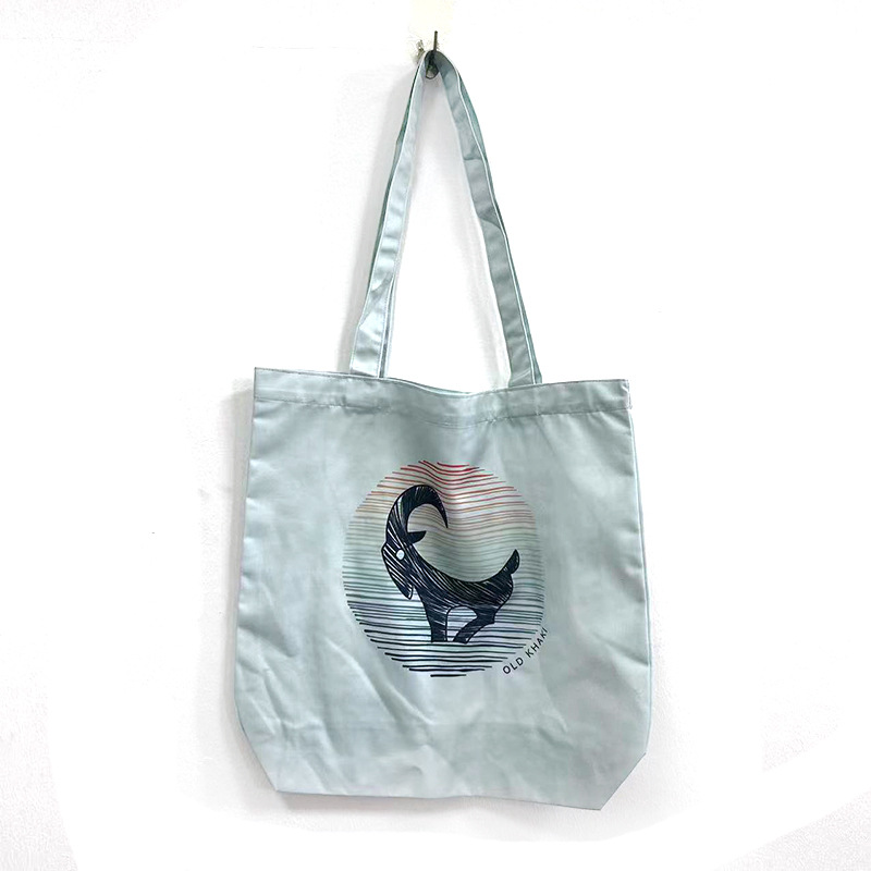 浅蓝卡通帆布包2024爆款手提包原创包包大学生收纳单肩包潮流轻便