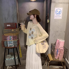 韩系黄色冰丝针织防晒空调衫长袖t恤女夏季吊带外搭薄纱上衣罩衫