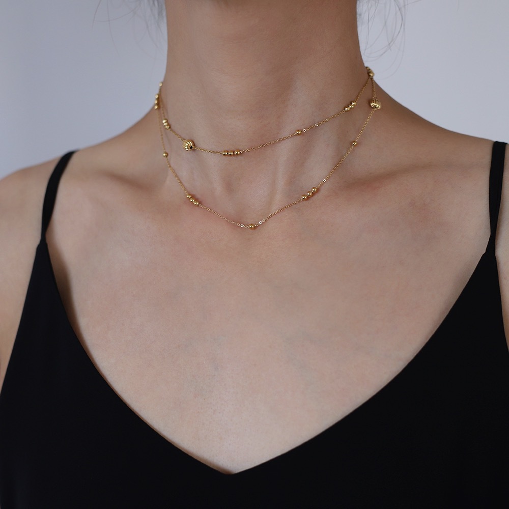 Model Show Lantern Ball Beaded Stainless Steel Necklace