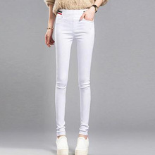 跨境外穿夏季新款薄款女白色黑色小脚高腰紧身通勤显瘦铅笔长裤潮