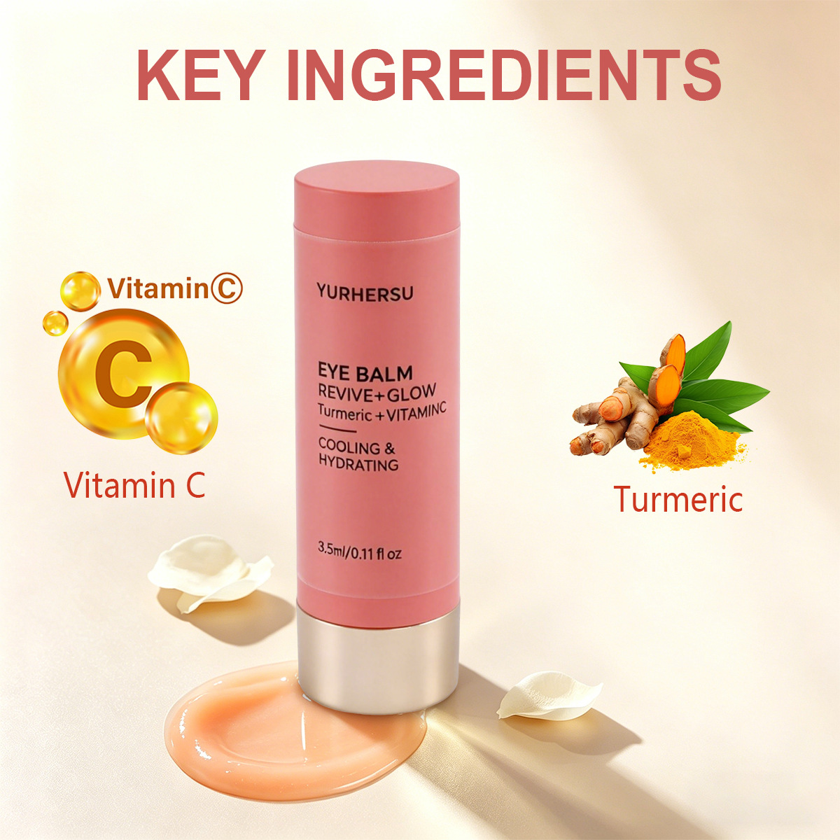Cross-border bestseller turmeric vitamin C eye cream stick reduces dark circles and fine lines, tightens and brightens the eye area