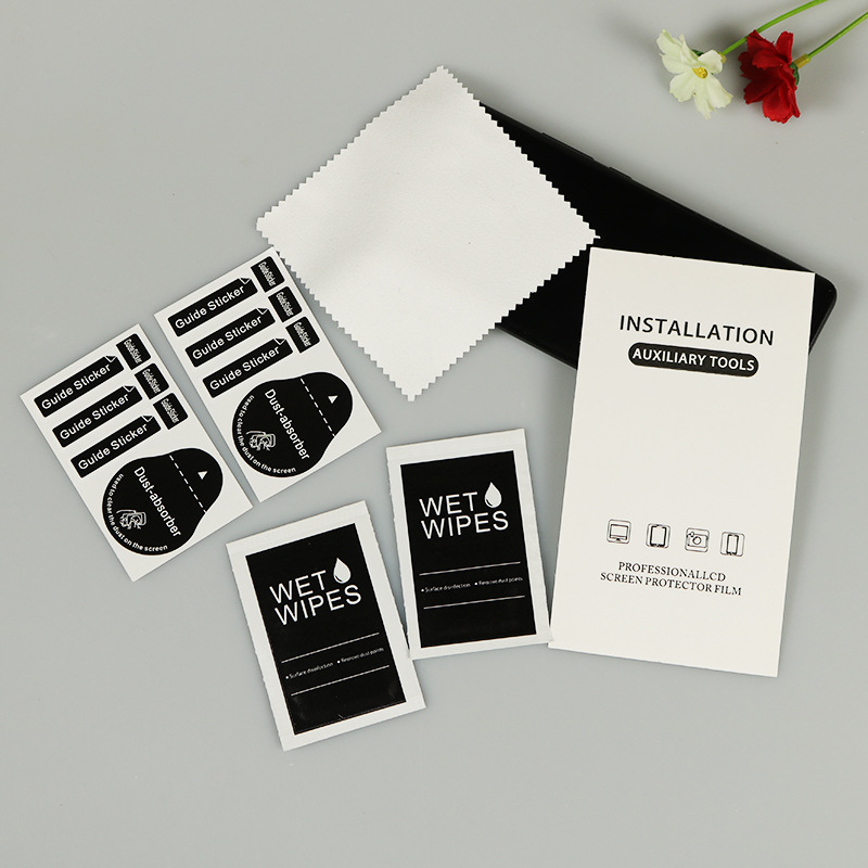 Film alcohol pack 2 pcs screen cleaning premium large kraft paper export eco-friendly tempered film car kit