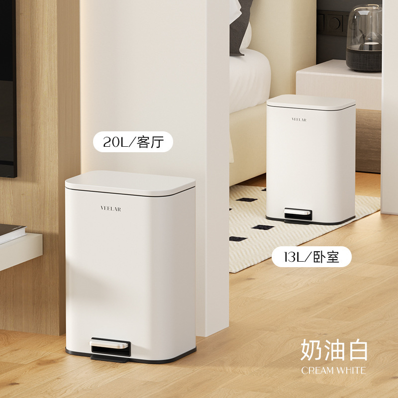 VEELAR 家庭用ゴミ箱 リビングルーム キッチン 高価値 インスタイル カバー付き オフィス ペダル 浴室 トイレ|undefined