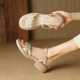 White Pillow Crane Soft-soled French Style Retro Woven One-toe Summer Sandals with Open Toe Women's Thick-soled Roman Shoes Korean Style Skirt