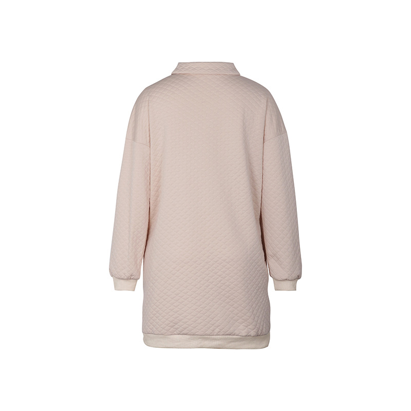 Autumn Women Solid Color Polo Collar Sweater Dress