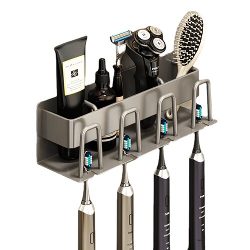 Bathroom toothbrush rack bathroom punch-free mouthwash cup tooth cup wall-mounted storage rack electric toothbrush rack