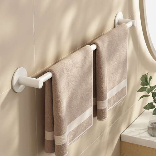 Single pole towel bar punch-free bathroom bathroom rack white horizontal bar toilet towel rack space aluminum towel rack