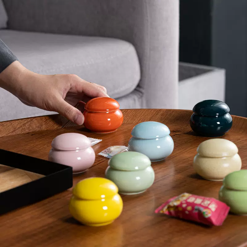 迷你陶瓷茶叶罐密封便携小号香粉罐口红胭脂盒化妆分装霜药膏罐