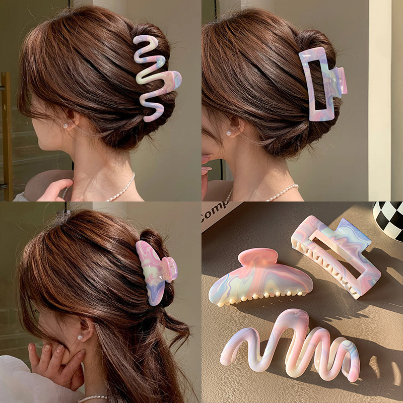 新しいマーメイドグラデーショングリッパー、ハイエンドシャークグリッパー、後頭部ヘアグリッパー、大型ヘアグリッパー、ヘッドバンドバッチ|undefined