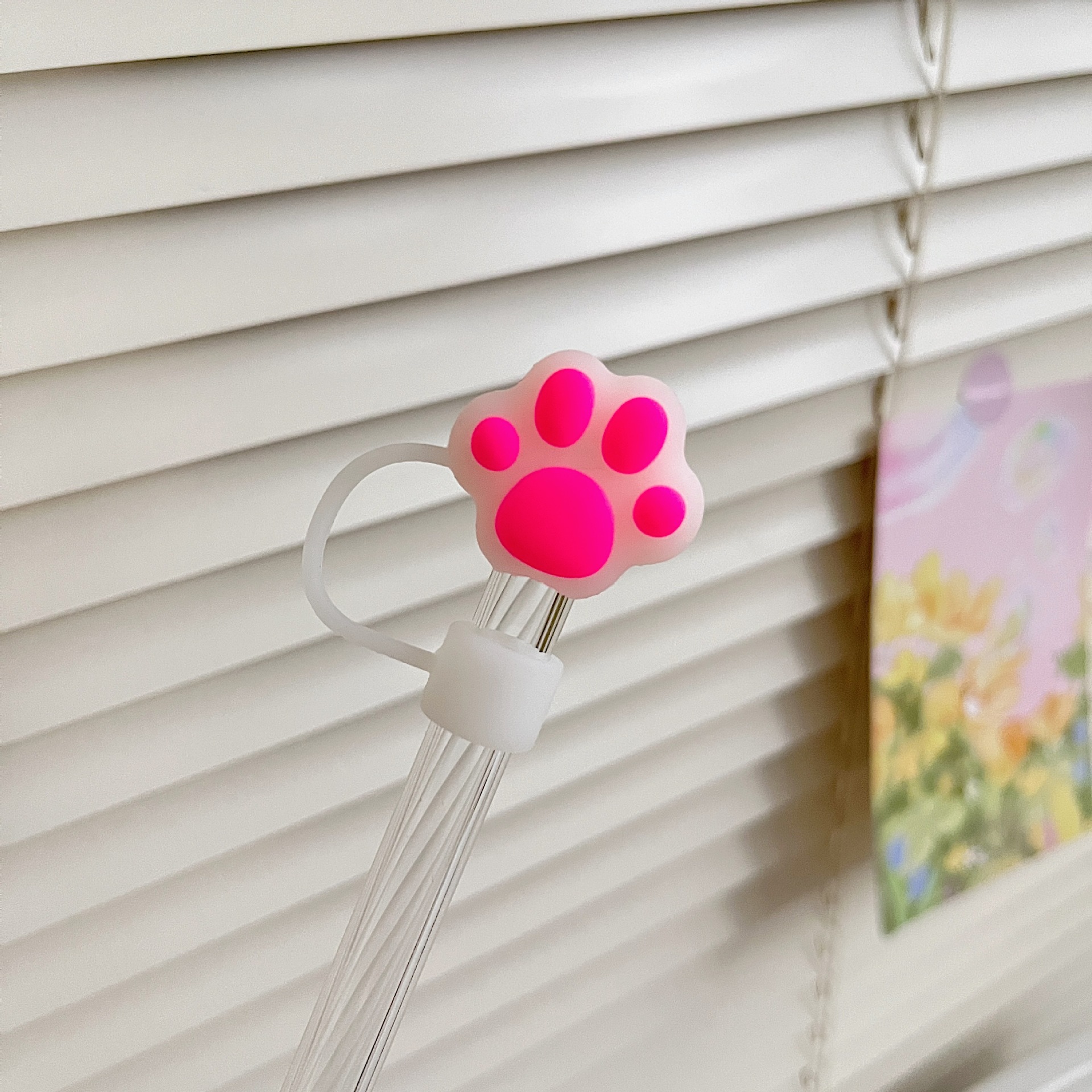 PVC Material Cartoon, Cat Claws Pattern Cute Cartoon Cat Claws PVC Straw Decorative Cap 1 Piece