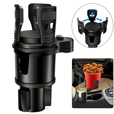 Cross-border multifunctional car water cup holder is divided into two car cup holder expander car beverage holder mobile phone holder (Car cup holder/beverage holder) - black
