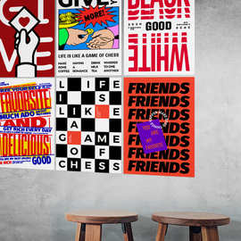 棋盘格ins风网红打卡海报 黑白格子装饰画家装家居拍照背景墙