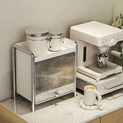 日本式の金属のほこり防止の杯の棚のデスクトップのアクリルの化粧品の収納箱の茶器の軽い豪華なコーヒーマシンの置物の棚