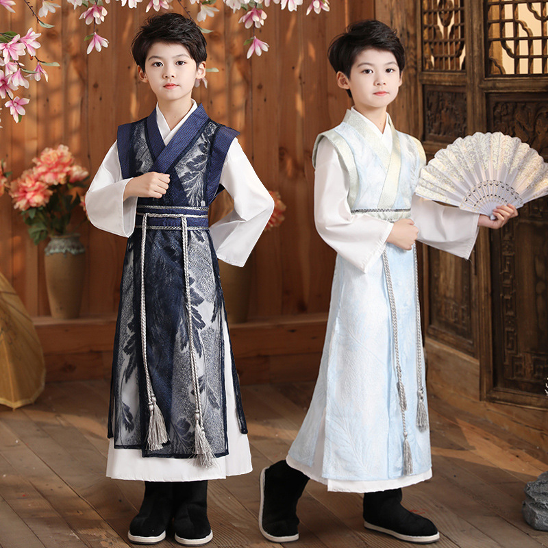 儿童汉服男童春秋新款中国风少爷国学服公子装唐装演出服古装套装