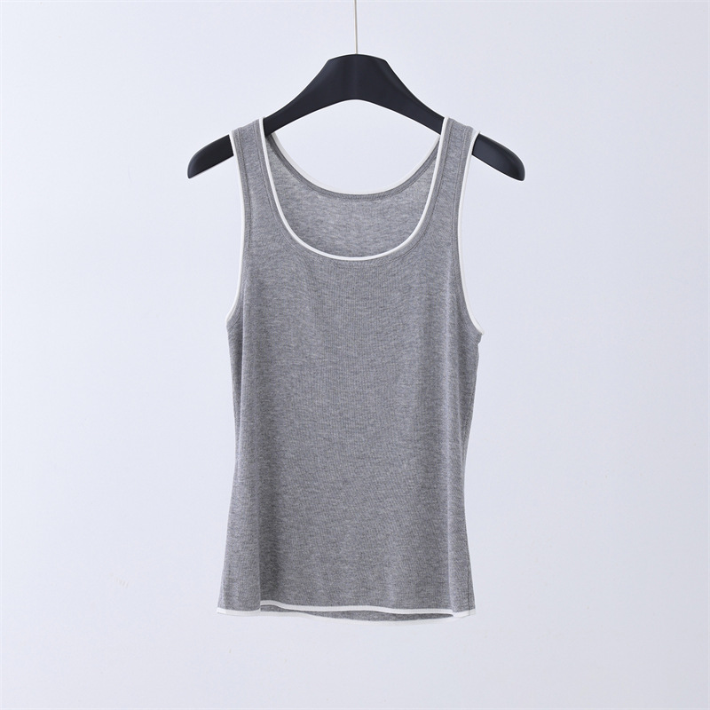 2026 Spring/Summer New 100% Tencel Women's Round Neck Knitted Sleeveless Camisole Slim Fit Short Base Layer Thin Top 2026 Spring/Summer New 100% Tencel Women's Round Neck Knitted Sleeveless Camisole Slim Fit Short Base Layer Thin Top