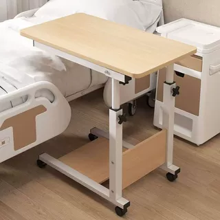 医用床边桌护理病人床上餐桌可移动懒人升降可折叠养老院病床桌子