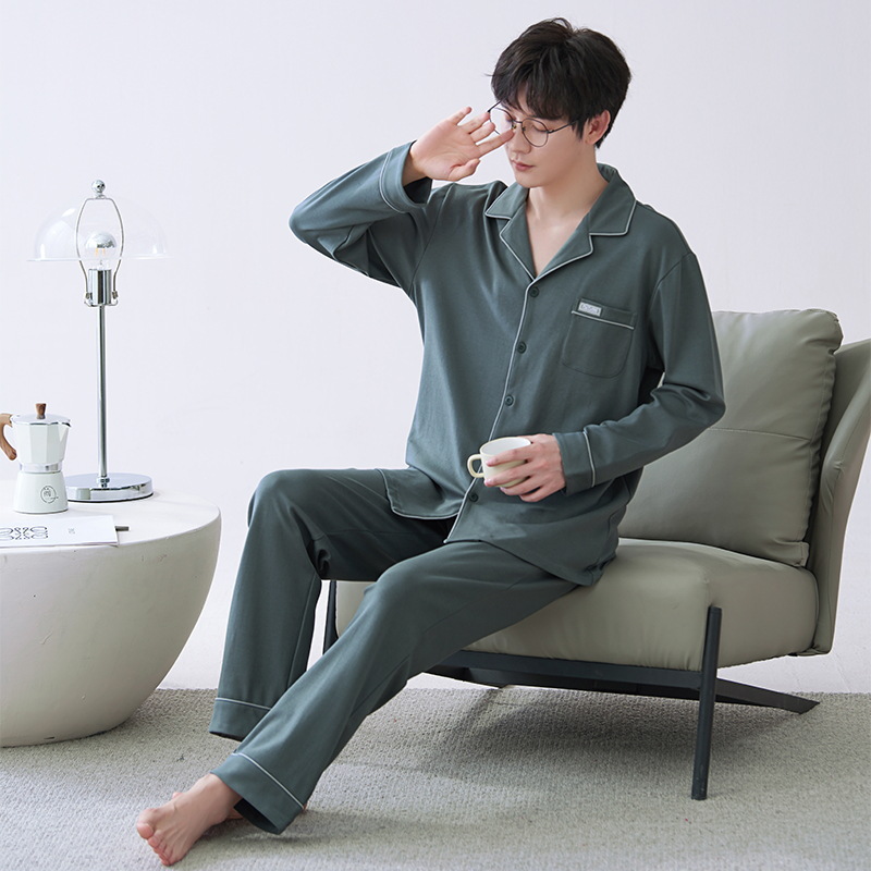 Pijamas de hombre primavera y otoño de algodón puro 2023 nuevos hombres de manga larga resistente ropa para el hogar Otoño e Invierno