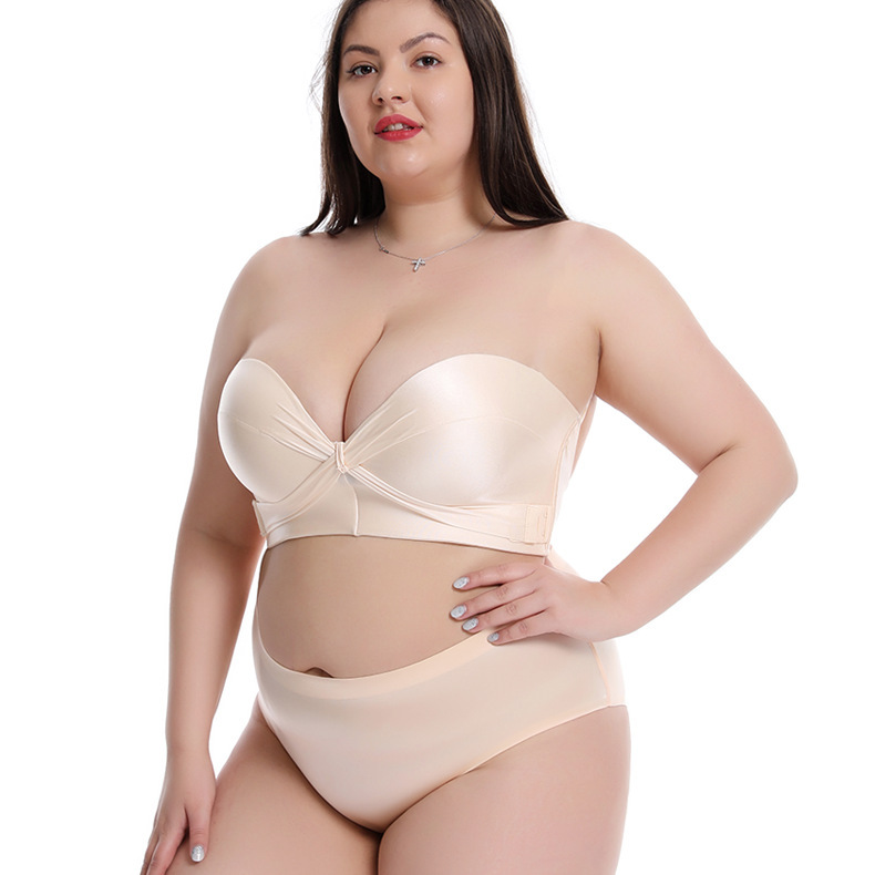 Cross-Border Hot-Selling Strapless Bra That Doesn'T Slip Off, Sexy Large Bust Push-Up, Plus Size, Strapless, Beautiful Back, Seamless, Front Clasp, Non-Slip for Women