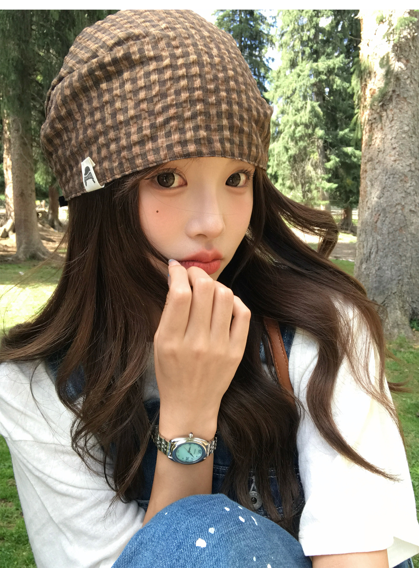 Vintage-Karomütze für Damen, dünn, für den Sommer, für großen Kopfumfang, elegant, vielseitig und lässig._voghion.com