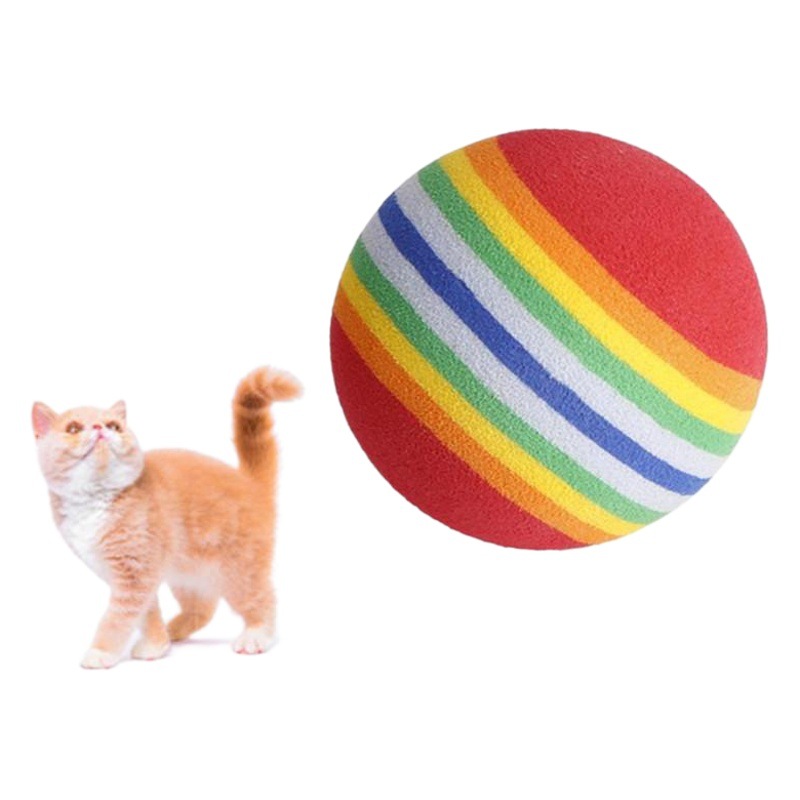 EVA tamaño pequeño 35MM Rainbow Ball gato Bola de juguete colorido Arco Iris elástico bola silenciosa bola divertido gato bola del arco iris