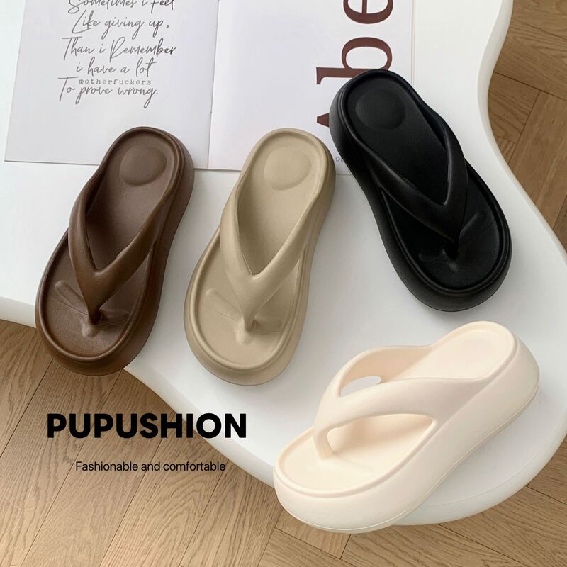 2025 Super Thick Bottom Flip-Flops Women's Summer High Wear-Resistant EVA Odor-Resistant Non-Slip All-Matching Shit-Treading Sandals