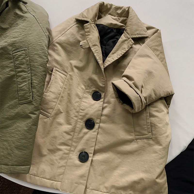 Gabardina de algodón para niños de media longitud de estilo coreano 2024 primavera y otoño para niños y niñas gabardina acolchada ropa infantil personalizada