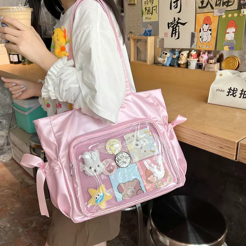 日系芭蕾风大食量吧唧痛包二次元软妹百搭托特包女学生手提单肩包