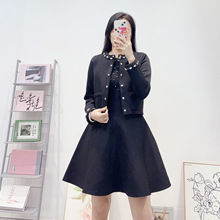 南油高端女装法式小香风时尚套装重工钉钻开衫+针织背心裙两件套