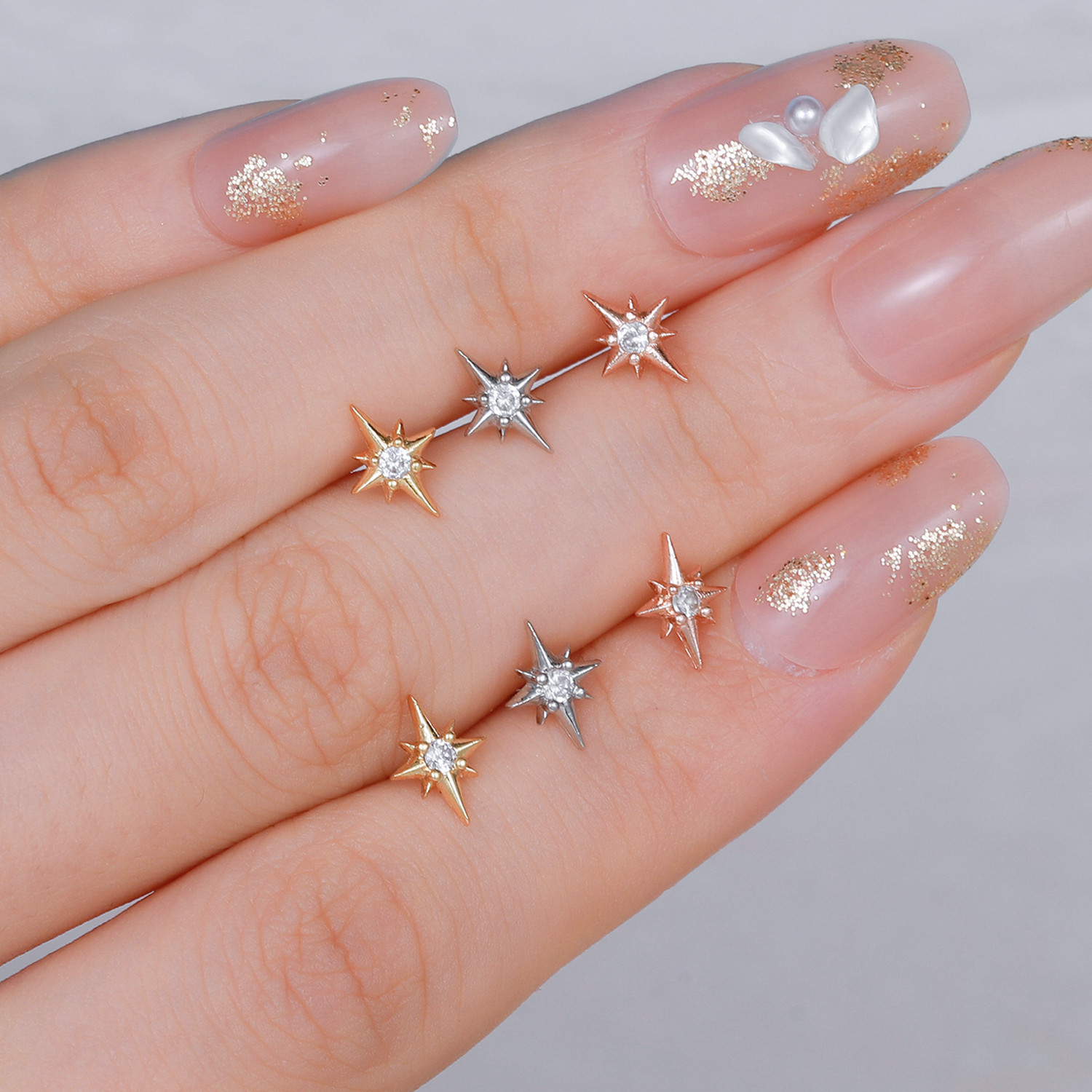 Fashion Star Brass Plating Zircon Ear Studs 1 Piece