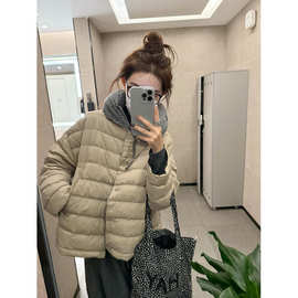 小个子冬季新款2025韩版宽松圆领时尚轻薄短款羽绒棉服棉服外套女