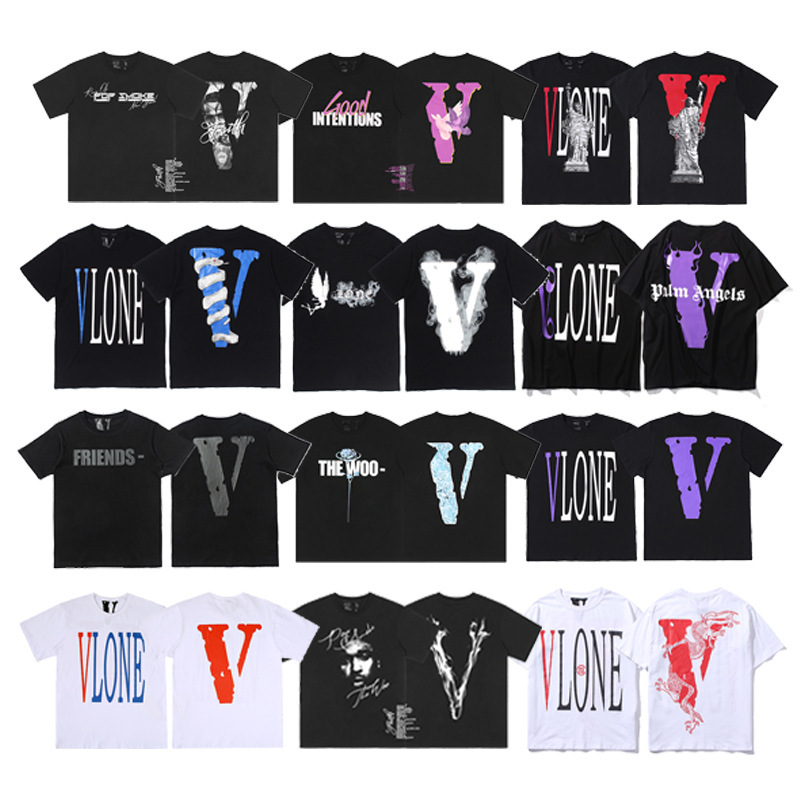 Vlone Fog Short-Sleeved Smoke Peace Dove 999 Rose Statue of Liberty Music Festival Young Boy Loose T-Shirt