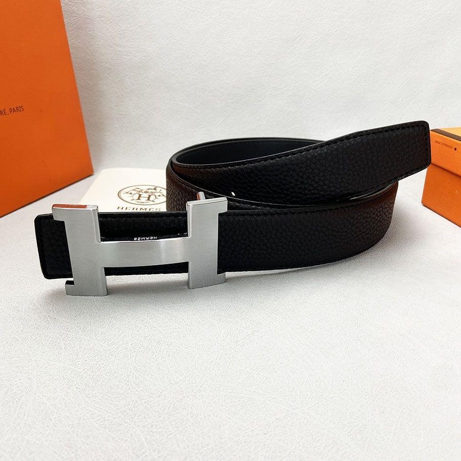 New high-end genuine leather belt made of top-grade cowhide with lettered design, men's double-sided business casual belt