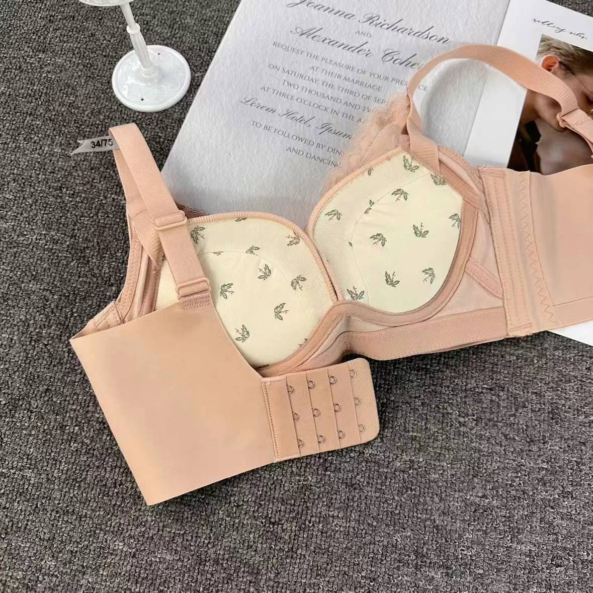 Nuevo sujetador de alta calidad de moda de encaje jacquard transpirable ajustable cómodo tres botones de colado ropa interior mujer
