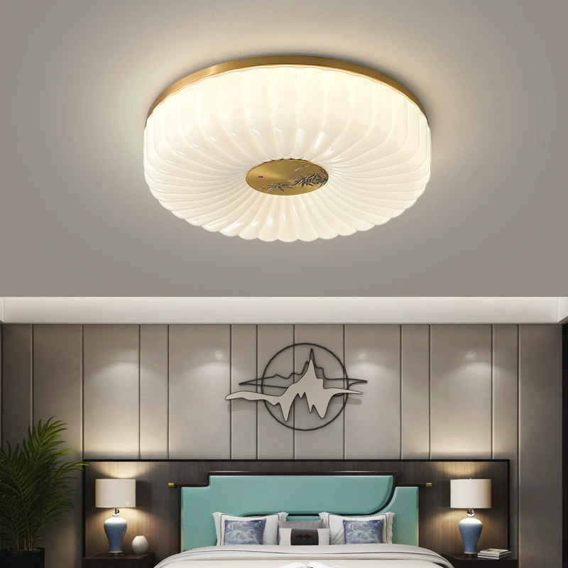 Copper ceiling light, cream LED trench coat, Chinese style