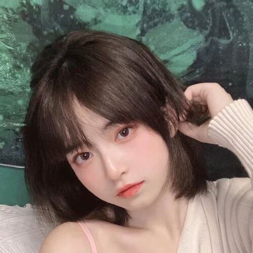 Wig female summer girl air bangs age reduction round face bob short straight hair cos two-dimensional realistic full headgear