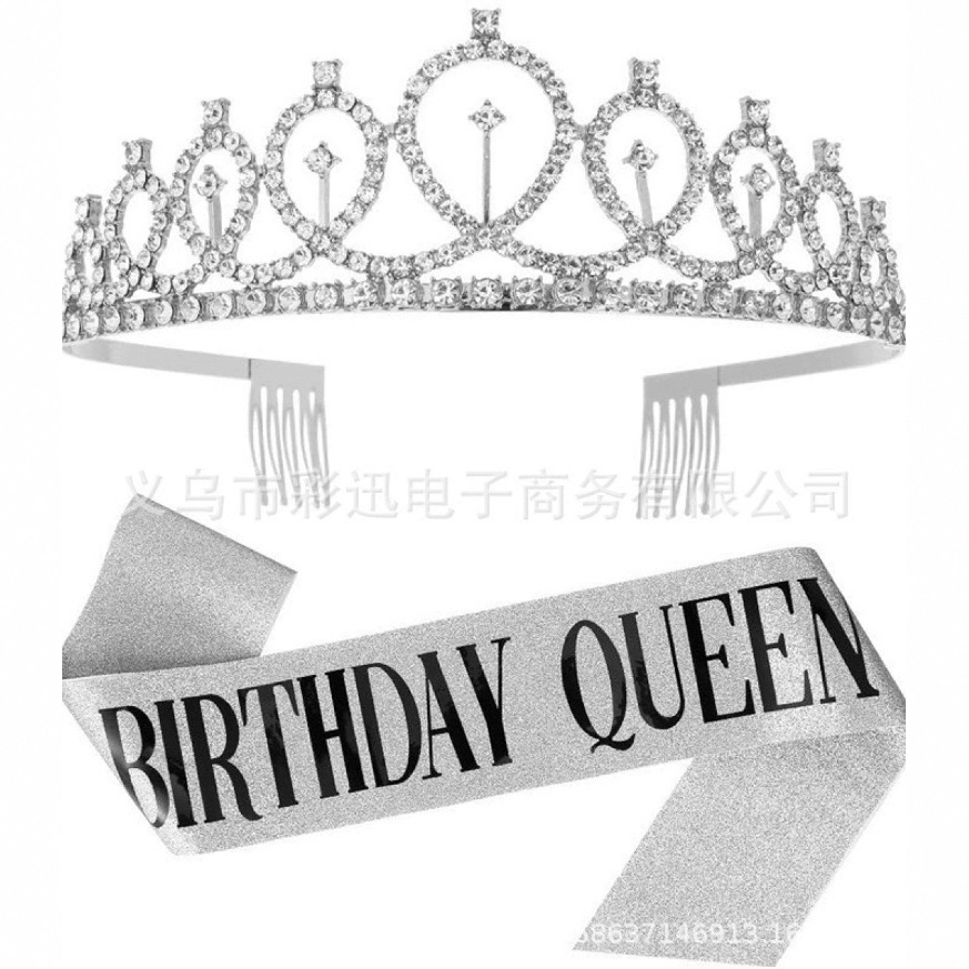 Correa de cumpleaños, corona, tocado, correa de hombro, cinta, decoración, ambiente de niña, accesorios, foto de fiesta, tela de escena de celebridades de Internet
