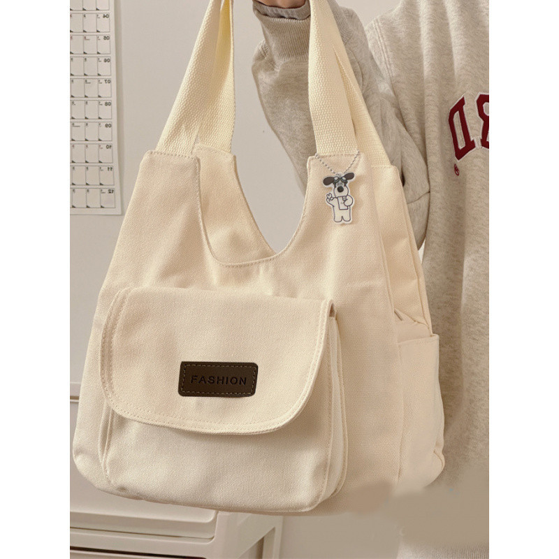 (2개) 일본 캔버스 가방 여성의 2024 새로운 캐주얼 핸드 백 간단한 INSTAGRAM 스타일 학생 어깨 가방