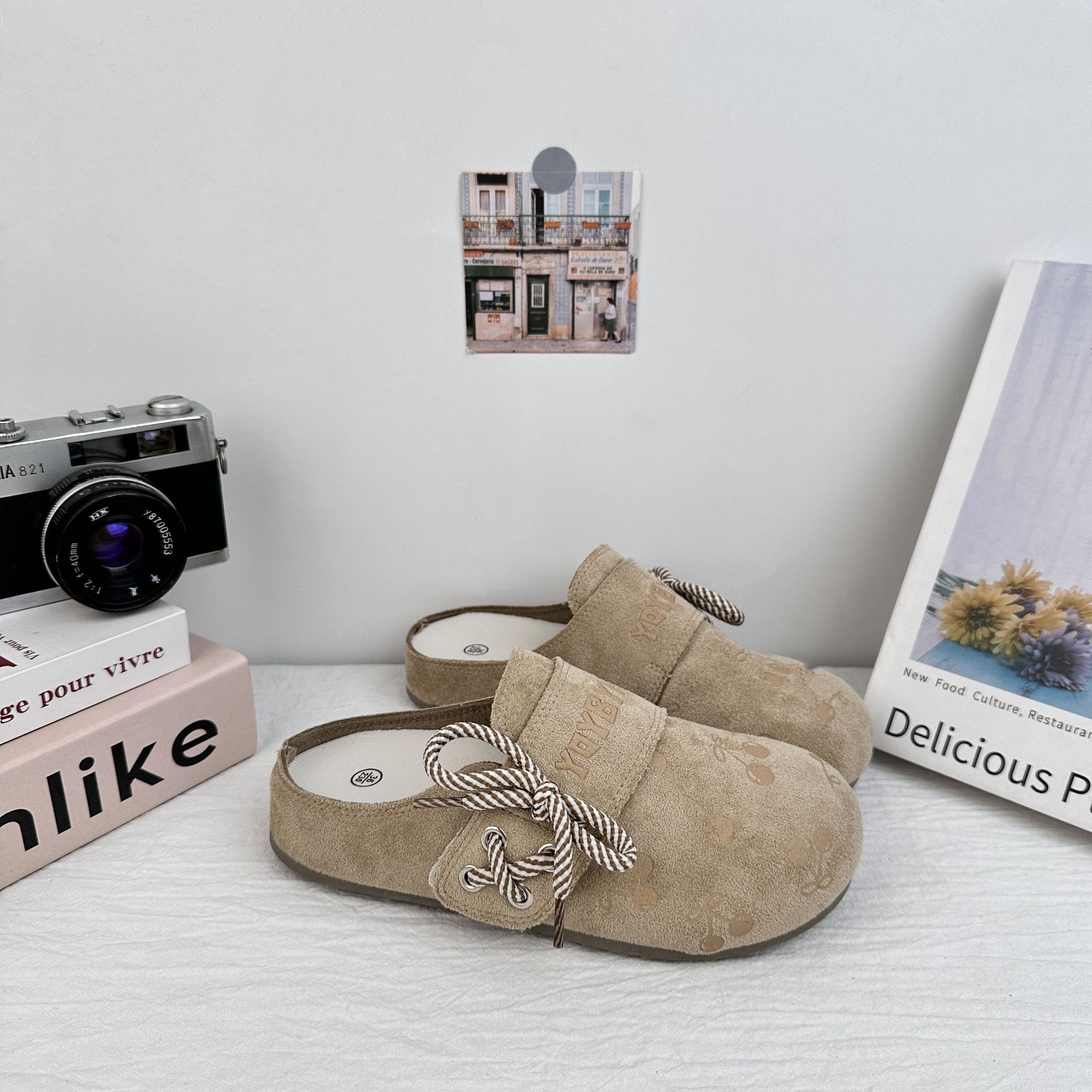 Far Wave Boken Shoes Baotou Semi-pantuflas para mujer 2025 verano nuevo estilo todo-fósforo ligero de un pie zapatos perezosos en nombre del cabello