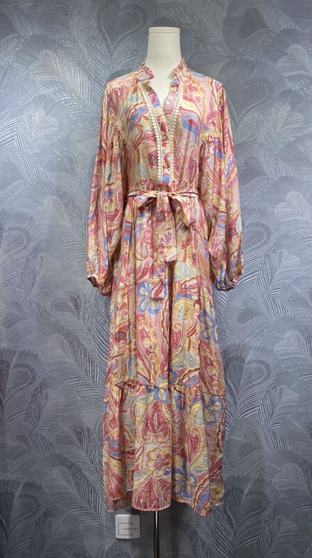 Fengpingying Export Women's Clothing 2025 New Summer Style Stand-Up Collar Printed Long Dress Ready for Sale