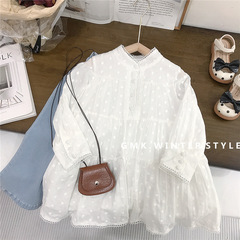 女童洋氣襯衫中長款春季新款兒童提花長袖襯衣寶寶氣質連衣裙外貿
